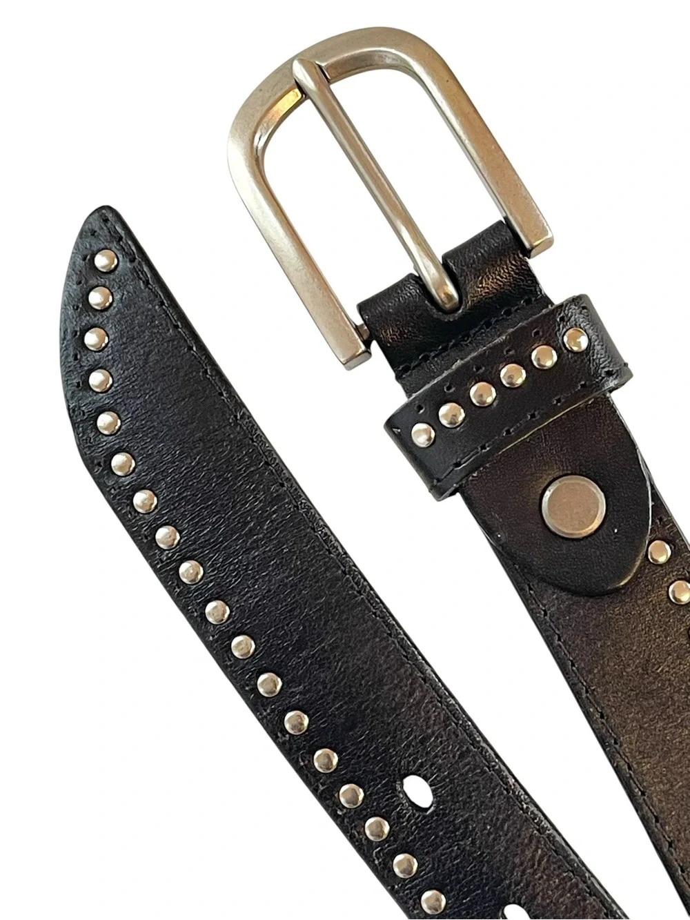 Black Studded Leather Belt 90s Size M/L